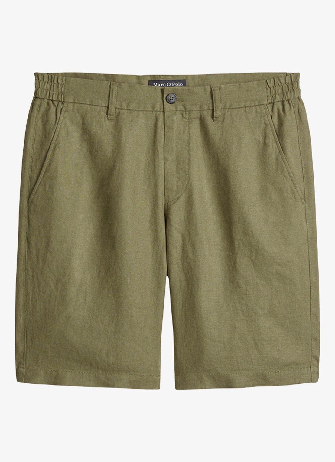 Marc O'Polo Straight fit korte broek van linnen - voorkant 4 fresh seaweed-2945 / groen