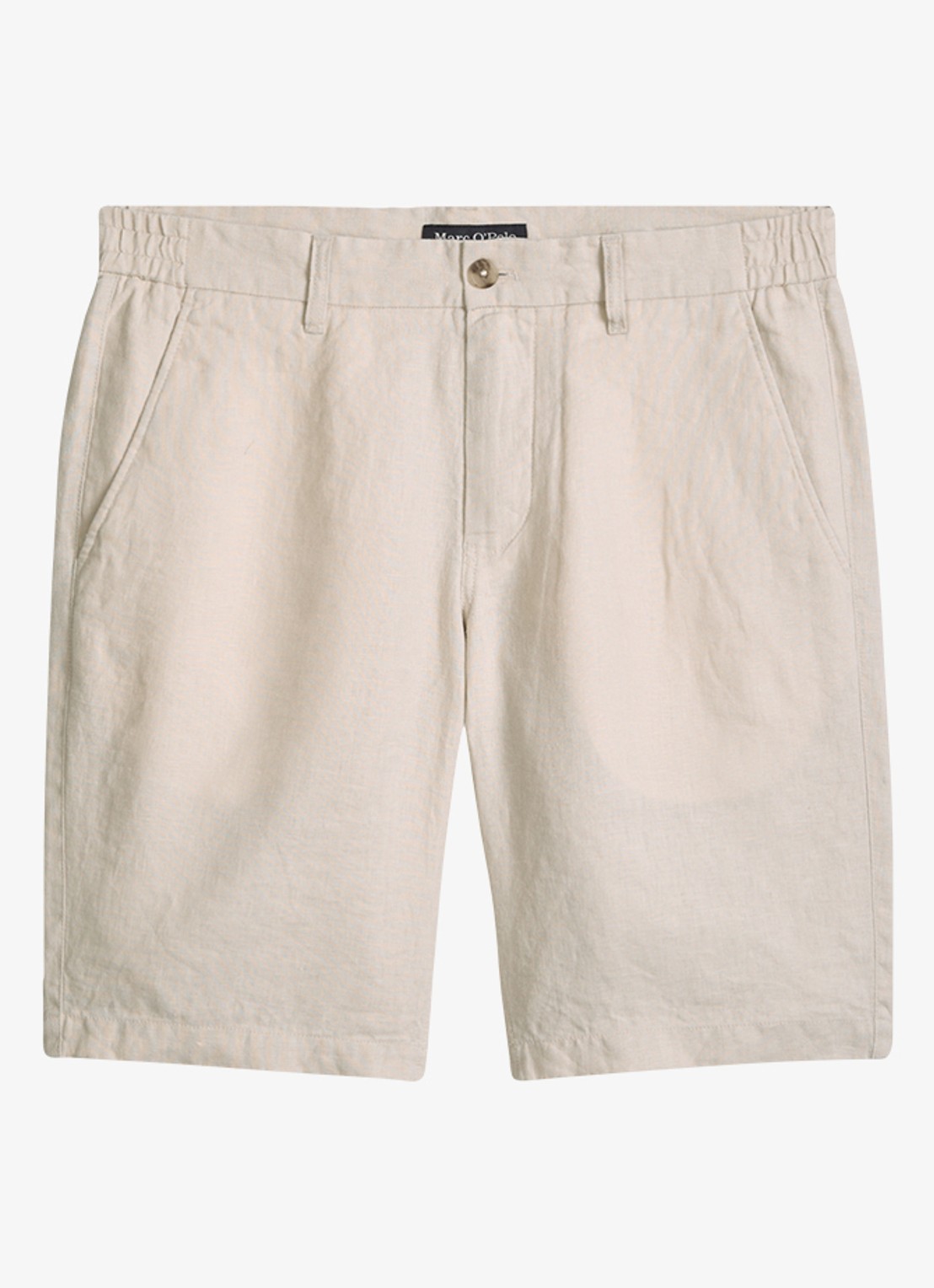 Marc O'Polo Straight fit korte broek van linnen - voorkant 4 grey silk-0924 / grijs
