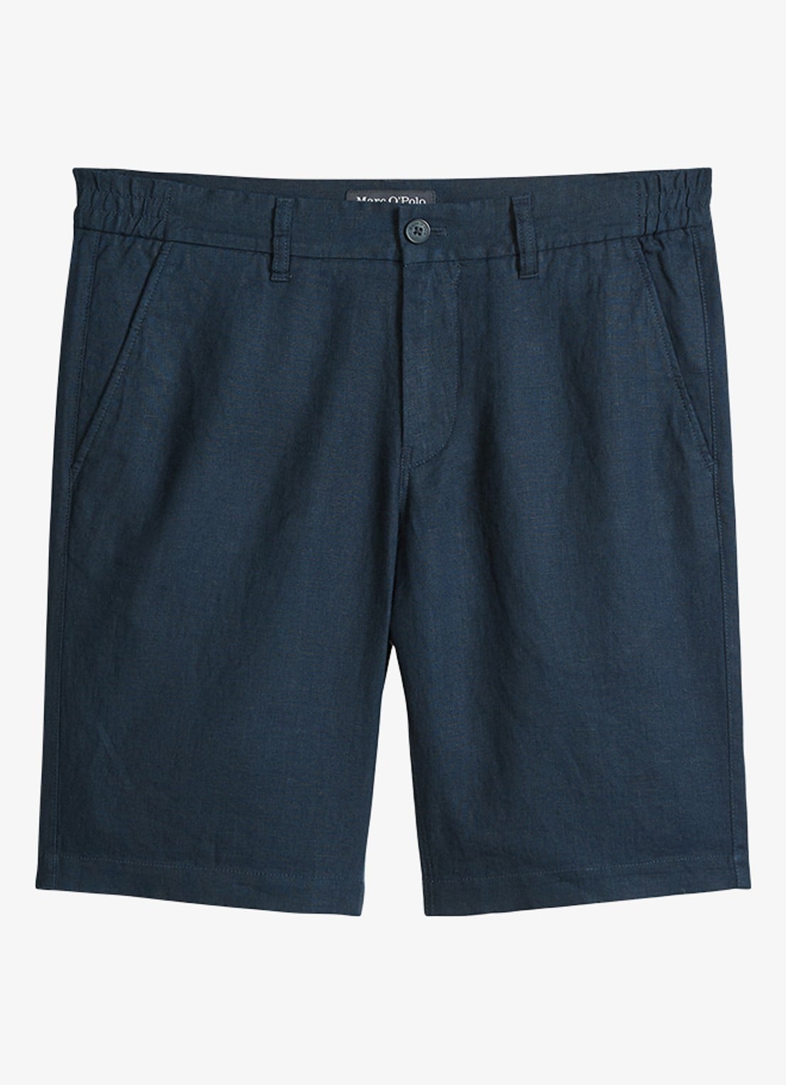 Marc O'Polo Straight fit korte broek van linnen - voorkant 4 dark navy-4131 / blauw