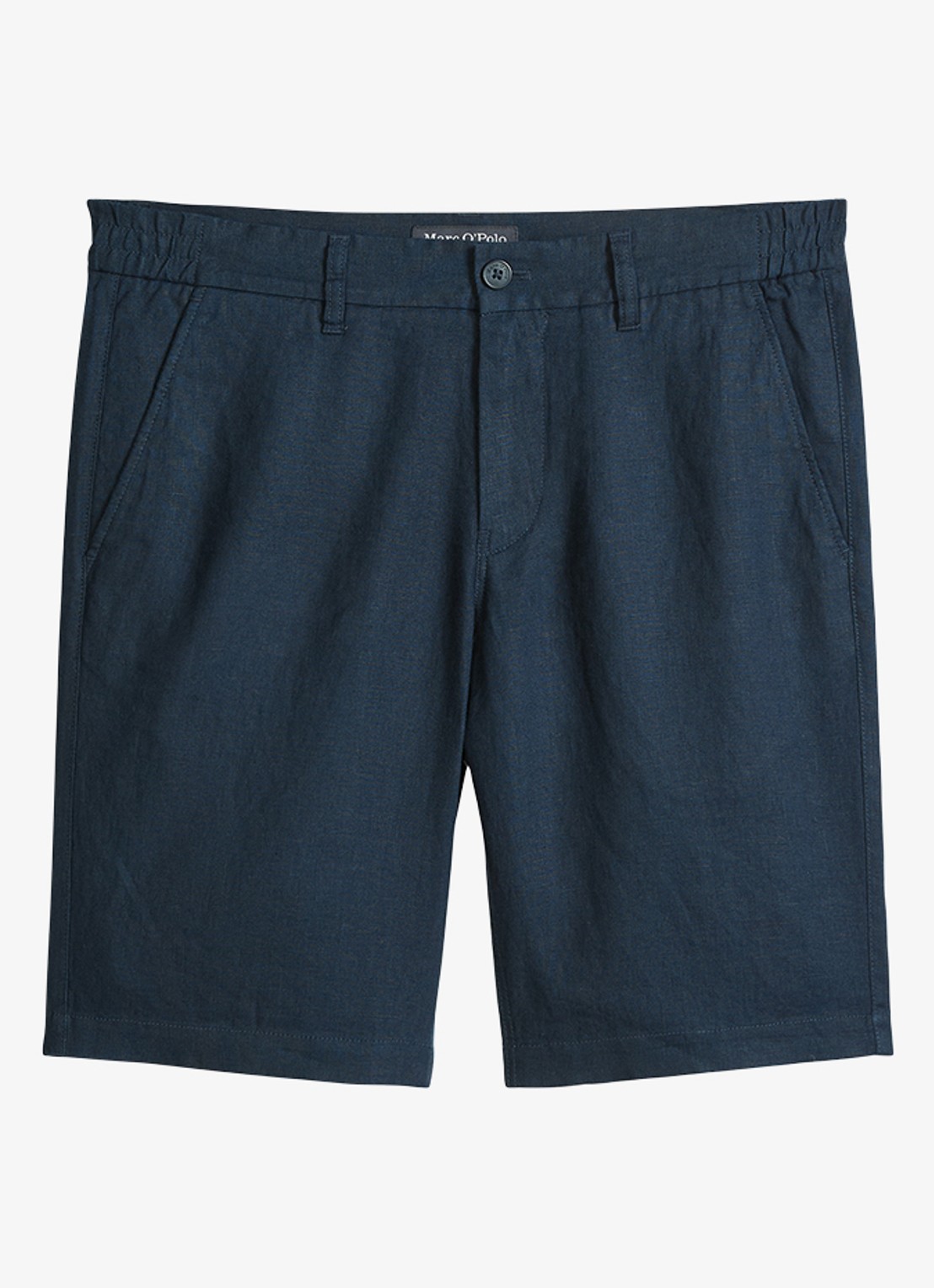 Marc O'Polo Straight fit korte broek van linnen - voorkant 6 dark navy-4131 / blauw
