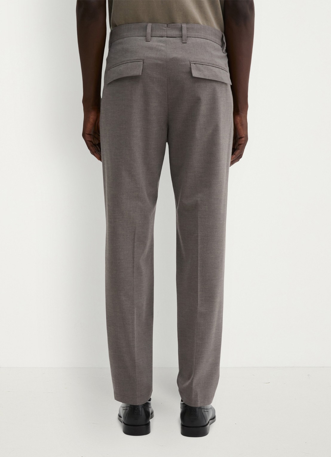 Marc O'Polo Straight fit pantalon in wolblend met steekzakken - achterkant bruin