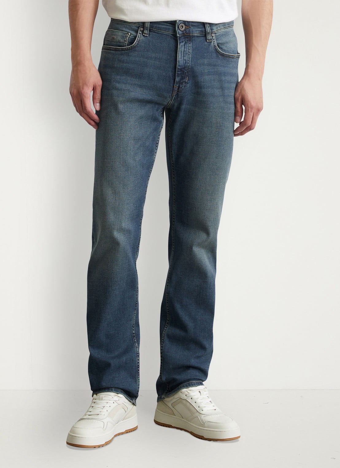 Marc O'Polo Straight leg jeans met donkere wassing - detail 2 deep indigo vintage-089 / blauw