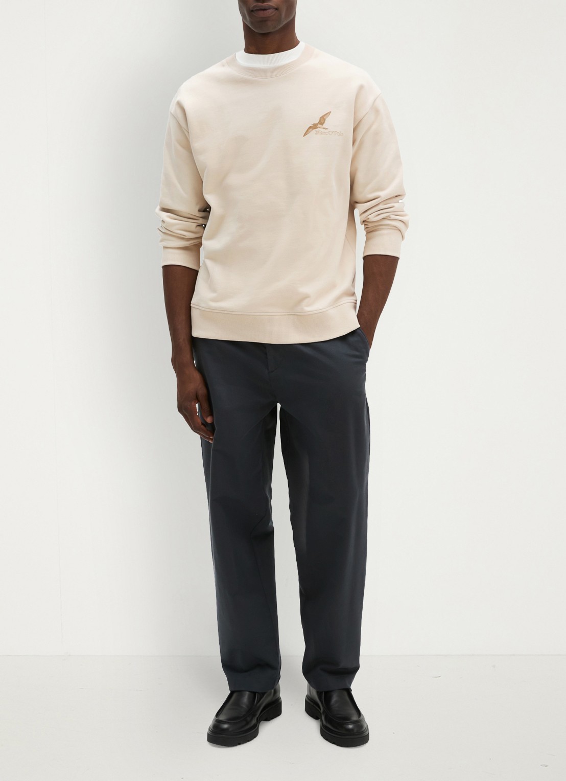 Marc O'Polo Sweater met front- en back print  - voorkant 5 beige