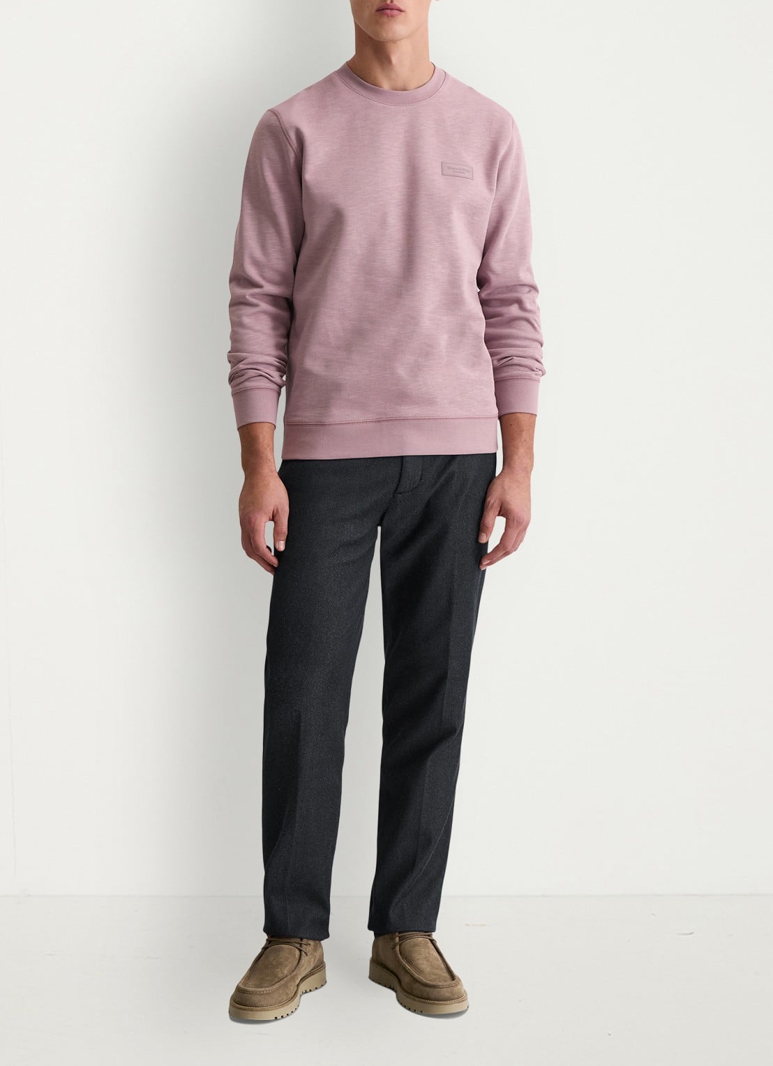 Marc O'Polo Sweater met logo - voorkant 2 lichtroze