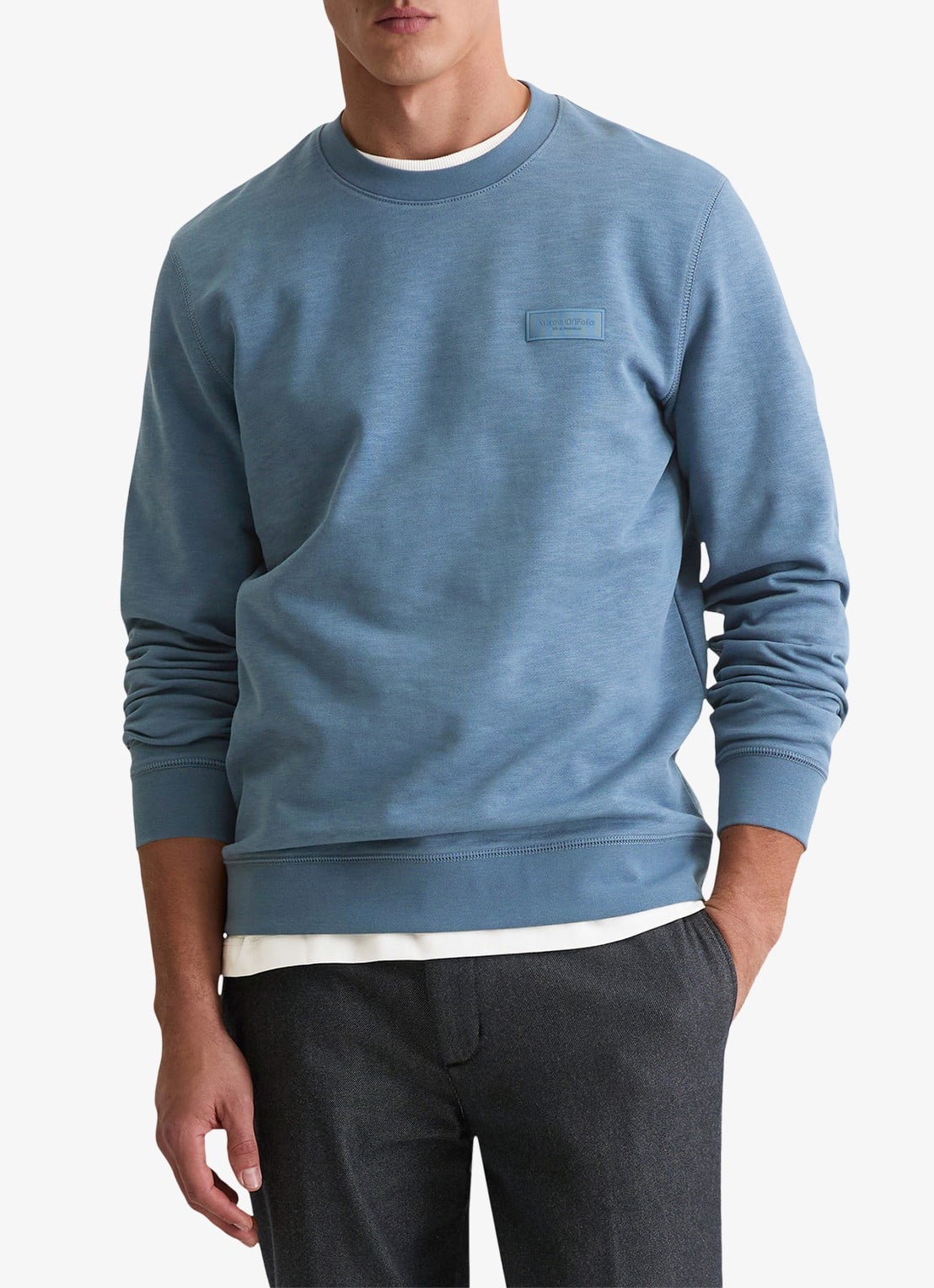 Marc O'Polo Sweater met logo - detail 4 blauwgrijs