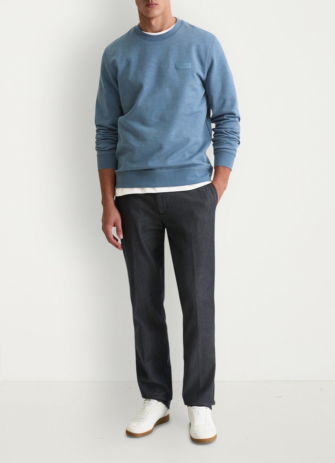 Marc O'Polo Sweater met logo - voorkant 2 blauwgrijs