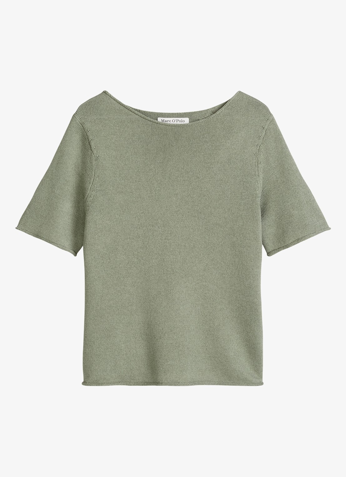 Marc O'Polo T-shirt in linnenblend met ronde hals - voorkant lindegroen