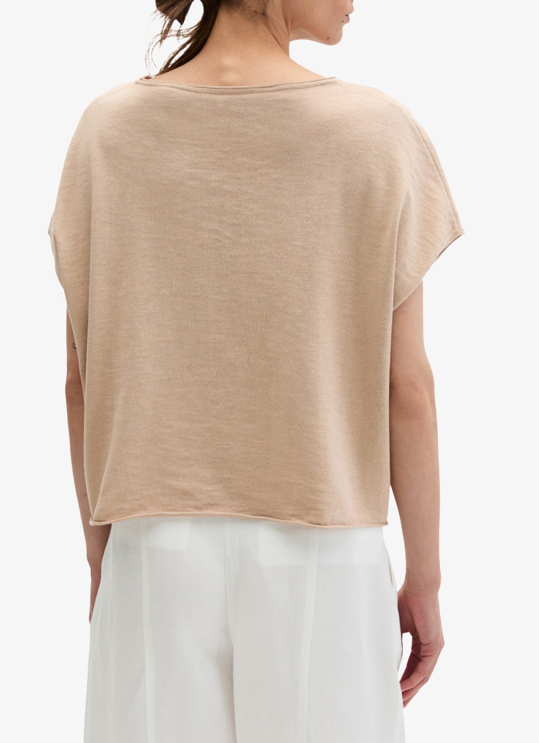 Marc O'Polo T-shirt in linnenblend met ronde hals - achterkant sandpaper-2326 / beige