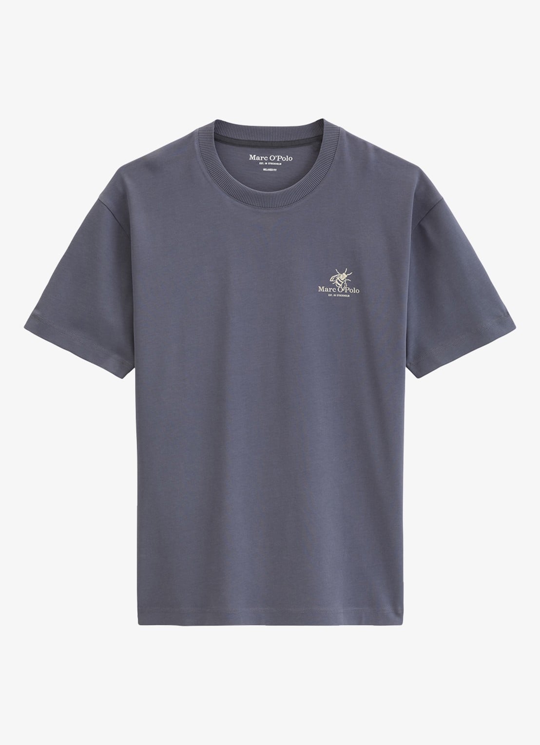 Marc O'Polo T-shirt met logo- en backprint - voorkant 3 blauwgrijs