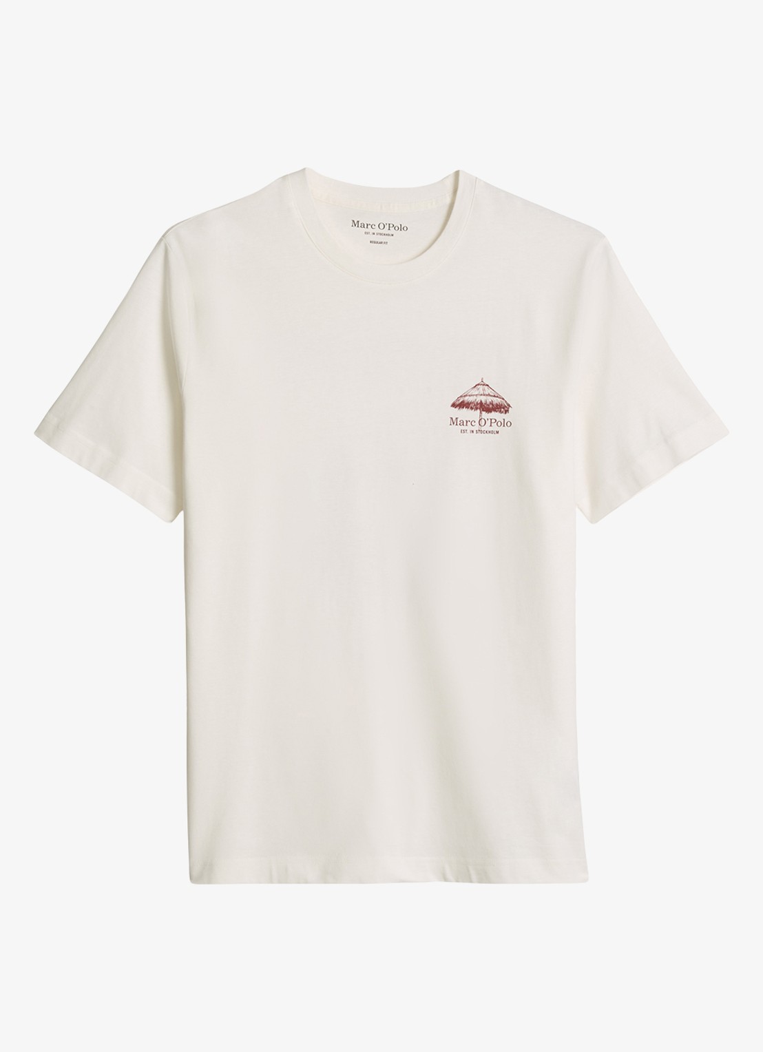 Marc O'Polo T-shirt met logo- en backprint - voorkant silky white-1183 / wit