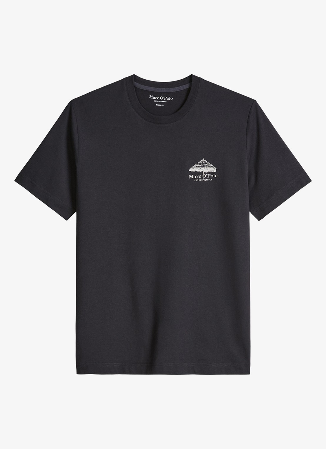 Marc O'Polo T-shirt met logo- en backprint - voorkant black-0001 / zwart