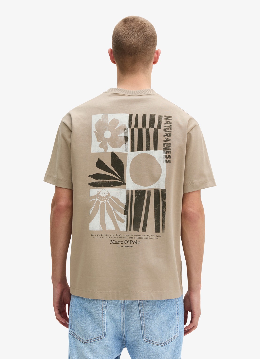 Marc O'Polo T-shirt met logo- en backprint - achterkant 3 charleston gray/2124