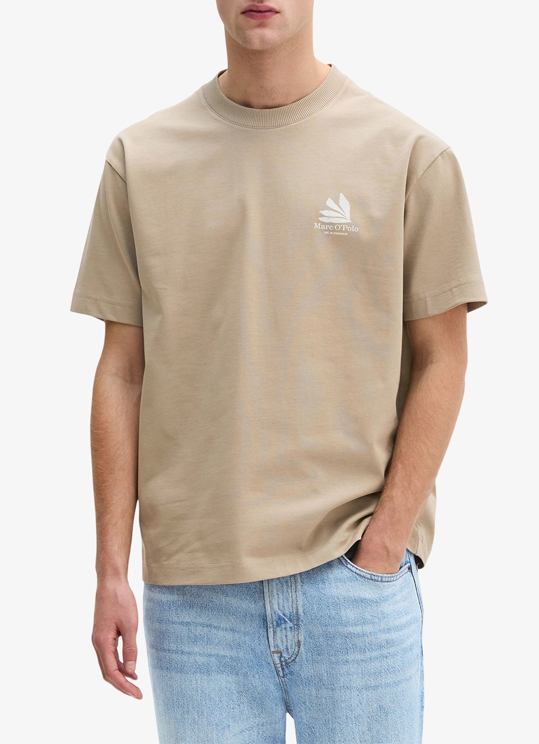 Marc O'Polo T-shirt met logo- en backprint - detail charleston gray/2124