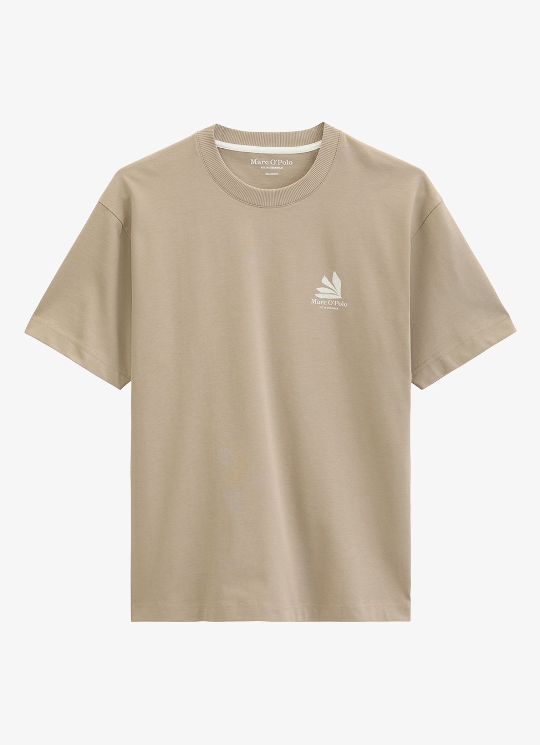 Marc O'Polo T-shirt met logo- en backprint - voorkant 4 charleston gray/2124