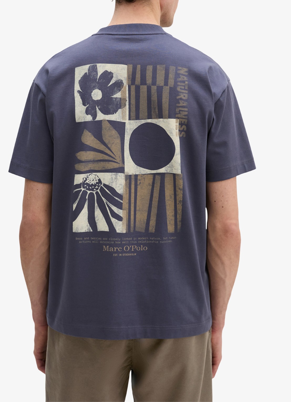 Marc O'Polo T-shirt met logo- en backprint - achterkant 4 faded blue/363