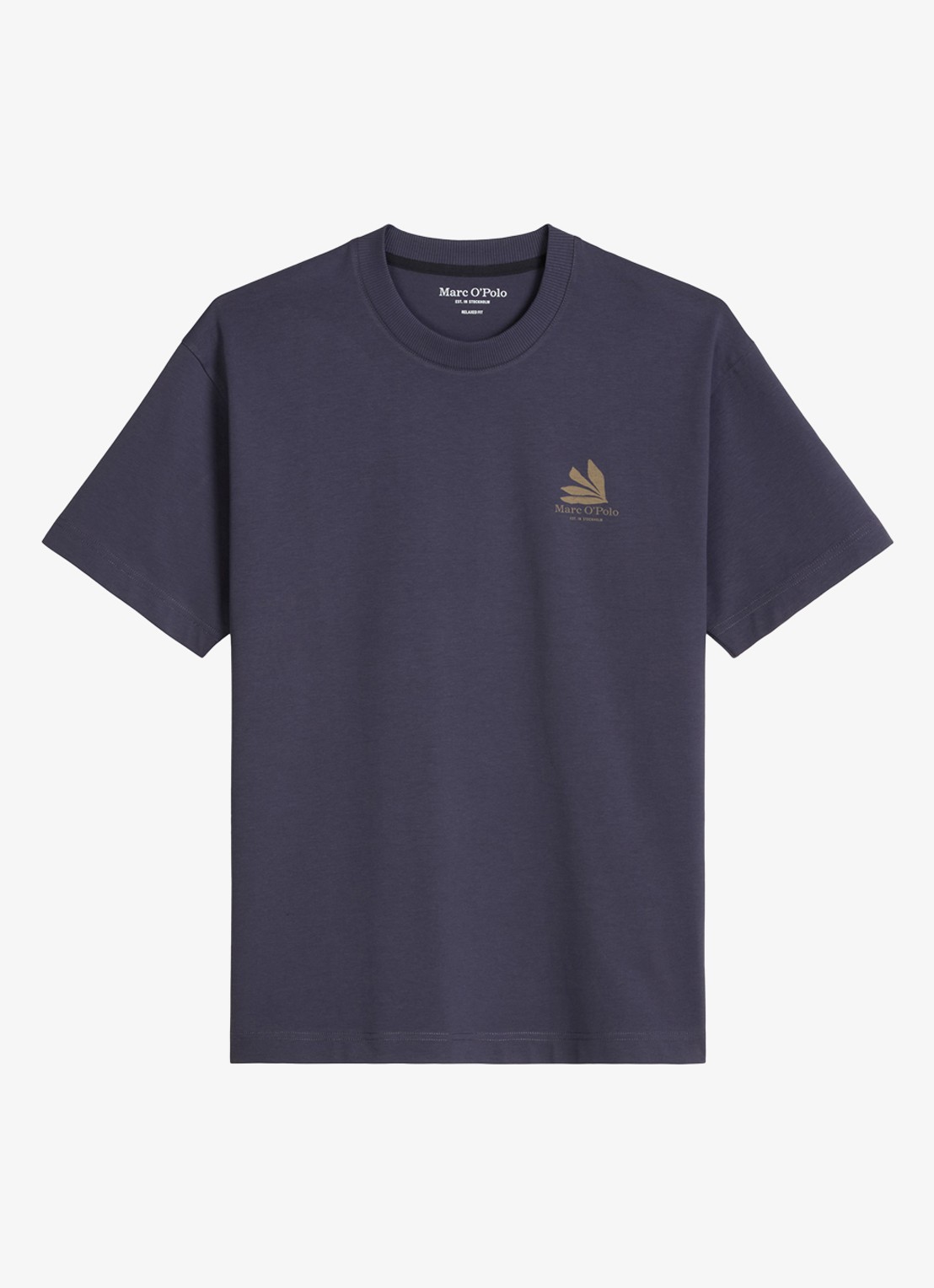 Marc O'Polo T-shirt met logo- en backprint - voorkant 2 faded blue/363