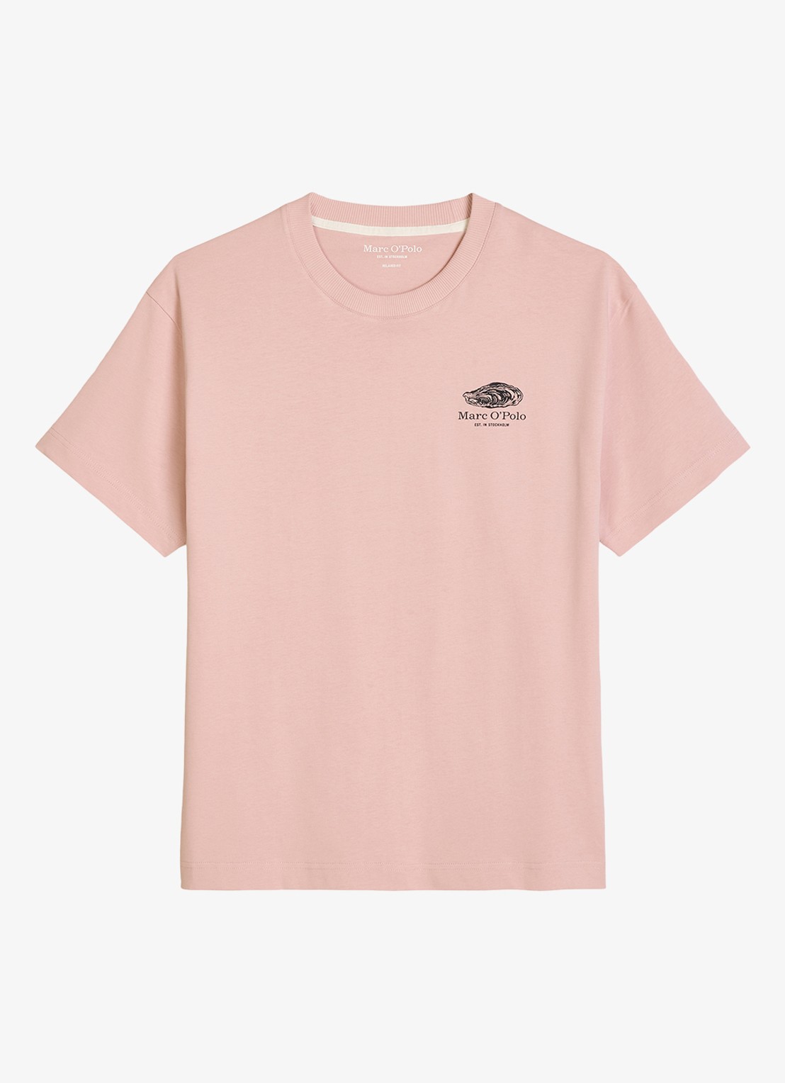 Marc O'Polo T-shirt met logo- en backprint - voorkant 2 roze