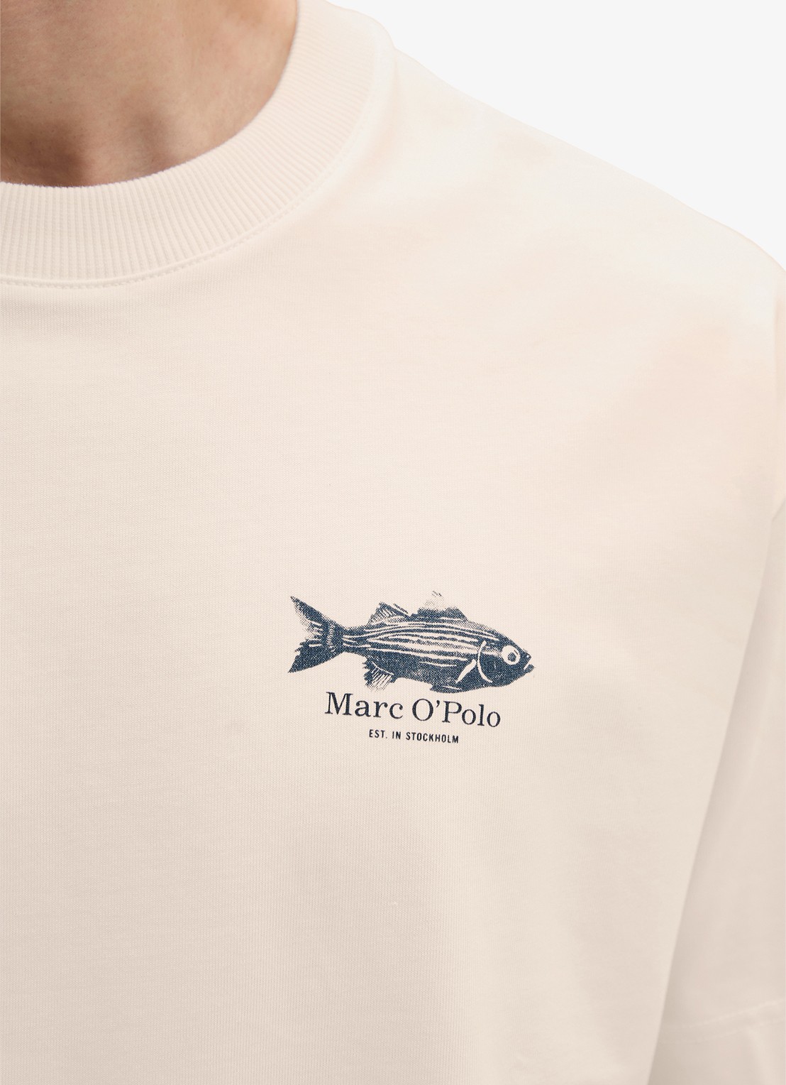 Marc O'Polo T-shirt met logo- en backprint - detail 5 creme
