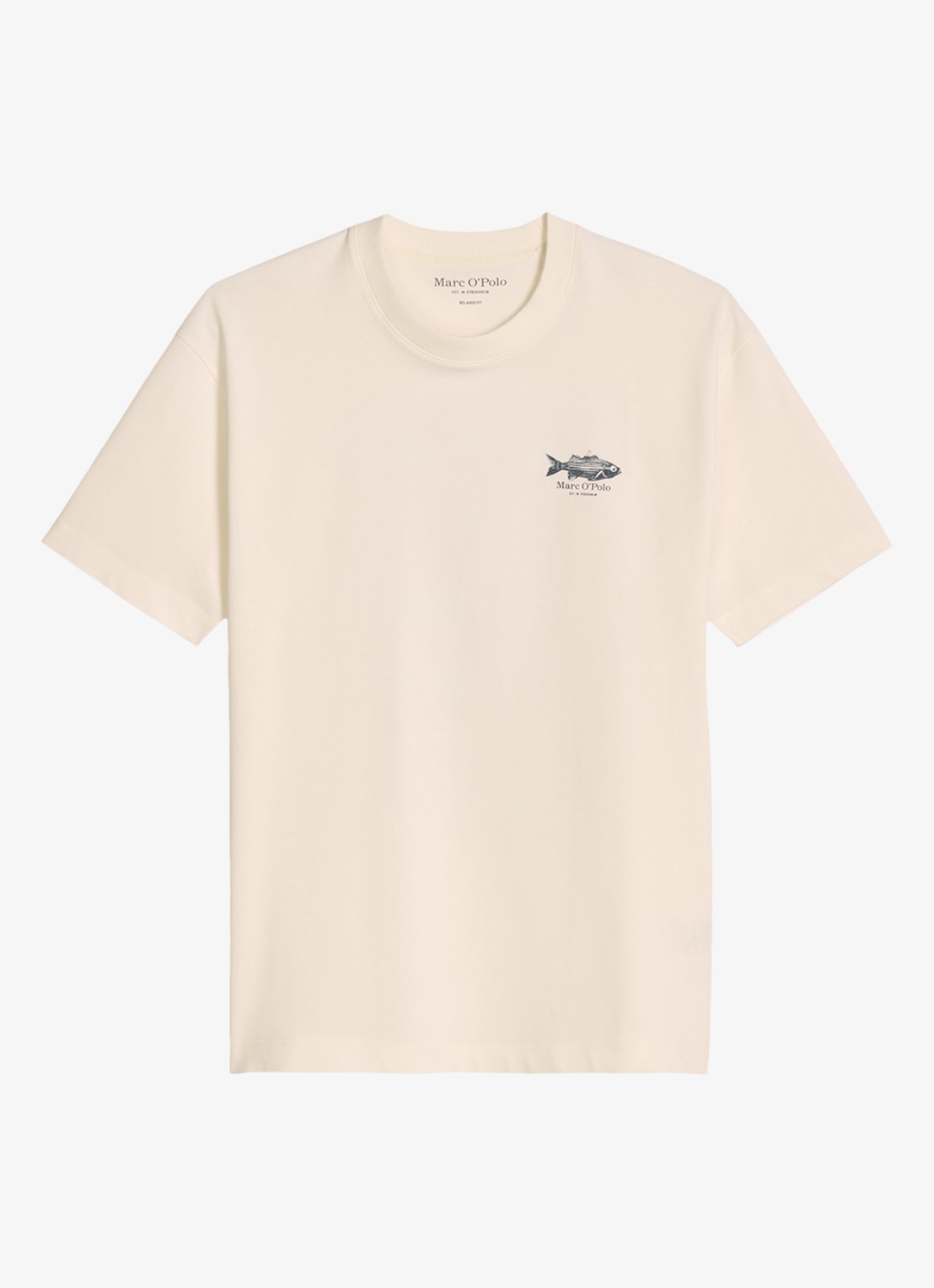 Marc O'Polo T-shirt met logo- en backprint - voorkant 2 creme