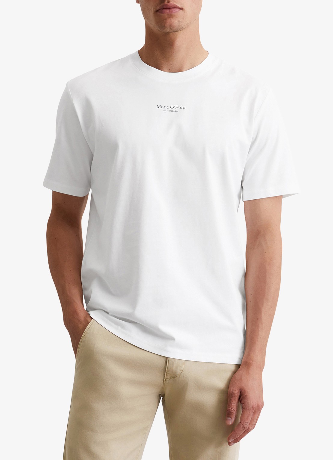 Marc O'Polo T-shirt met logo - detail 3 wit