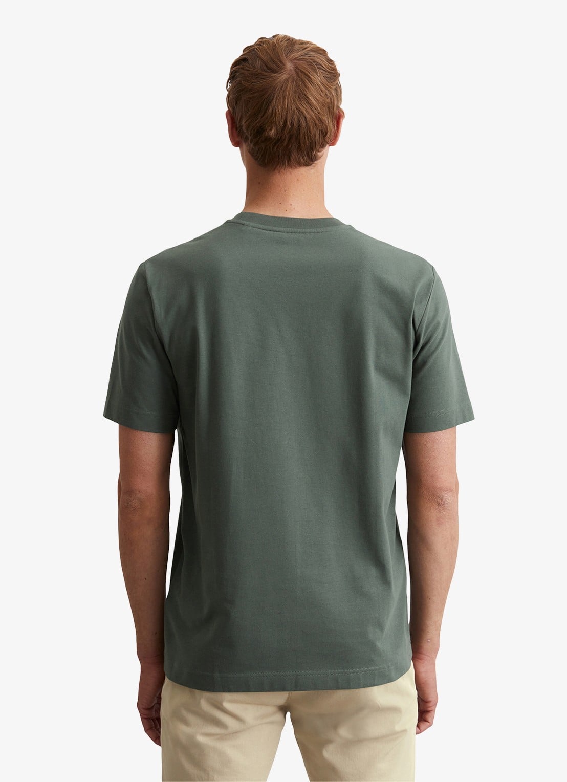 Marc O'Polo T-shirt met logo - achterkant olijfgroen