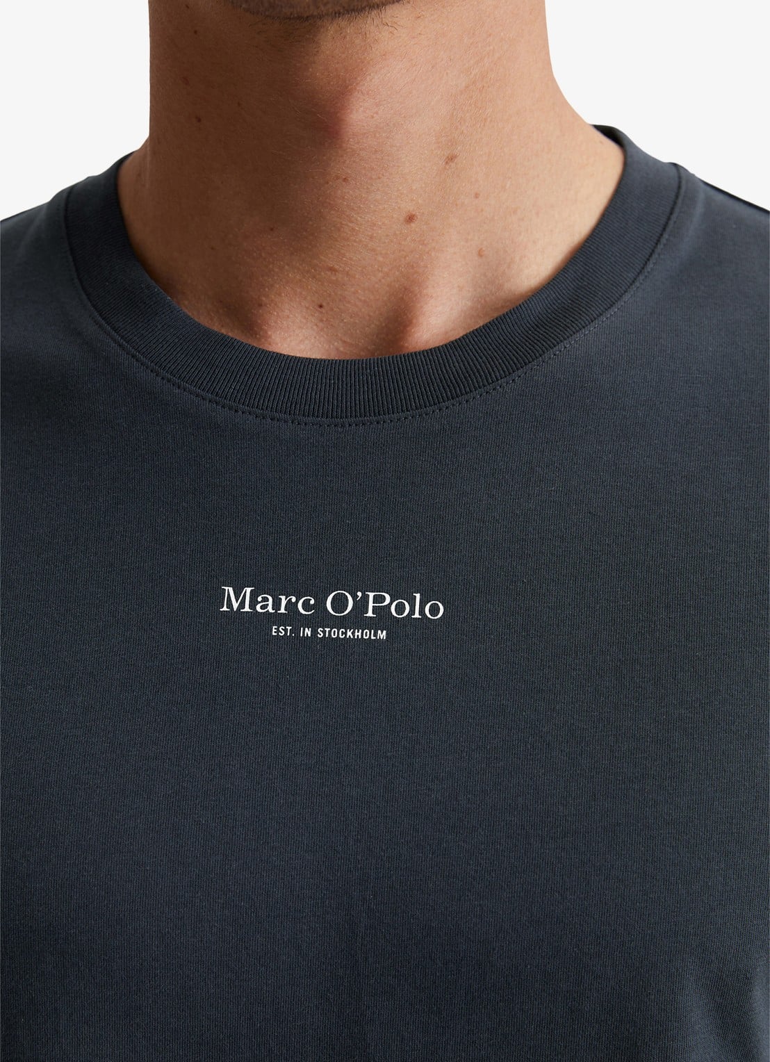 Marc O'Polo T-shirt met logo - detail 4 donkerblauw
