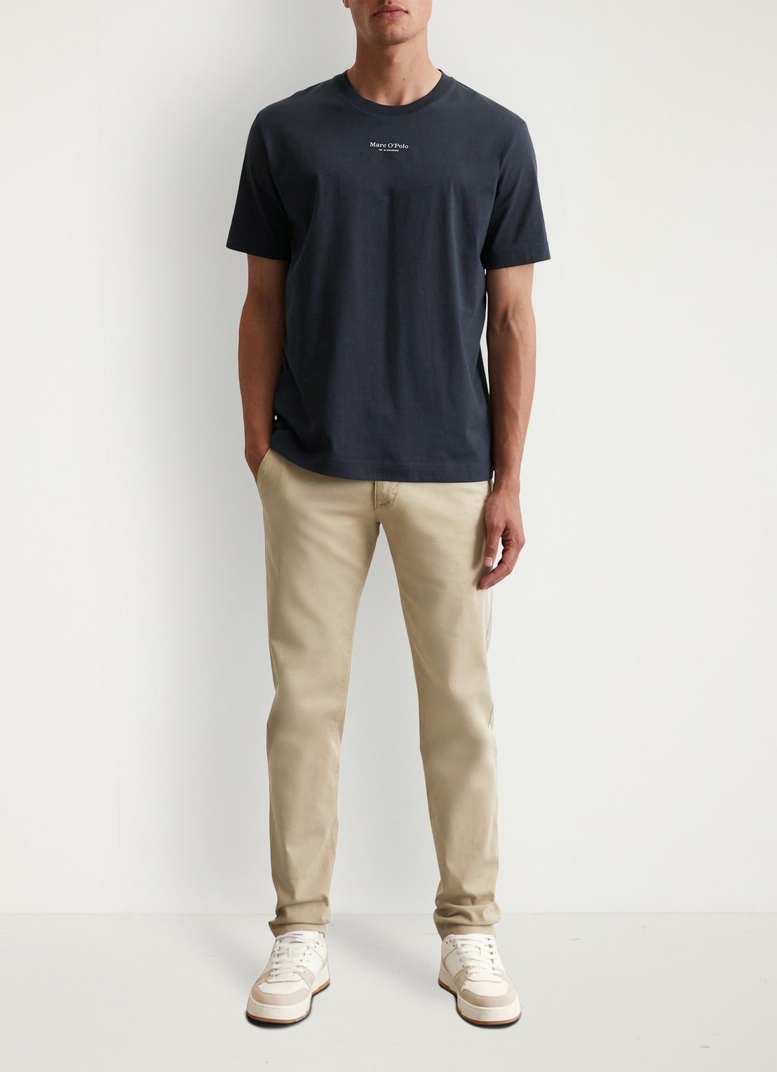 Marc O'Polo T-shirt met logo - voorkant 2 donkerblauw