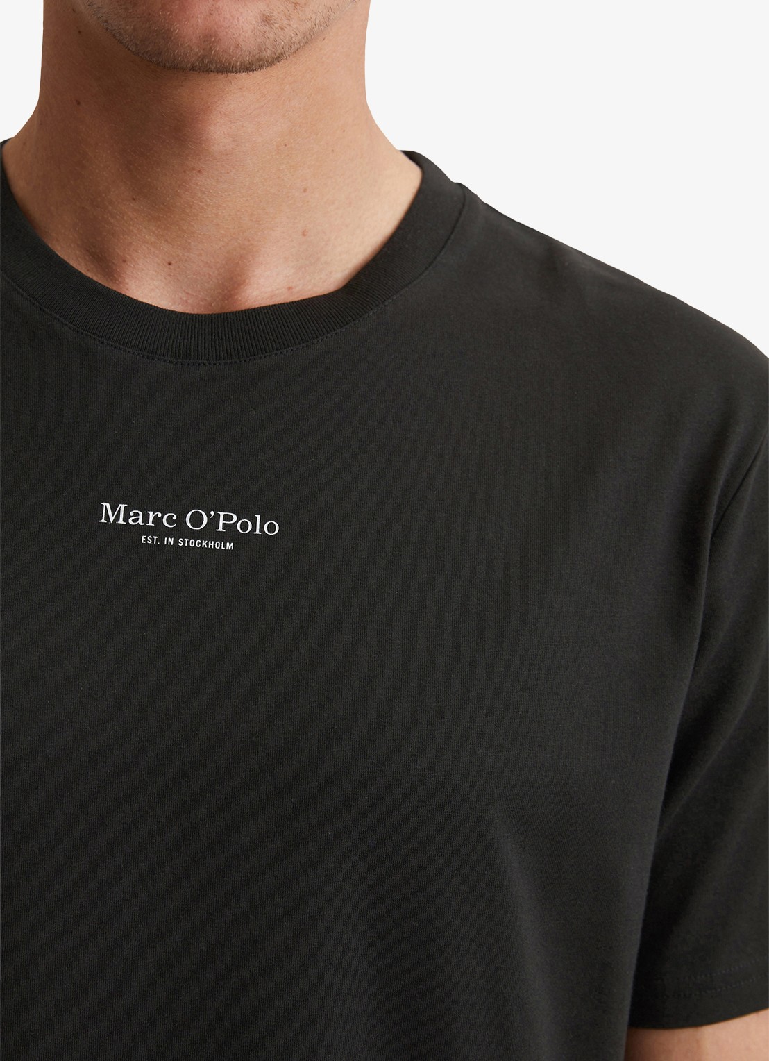 Marc O'Polo T-shirt met logo - detail 3 zwart