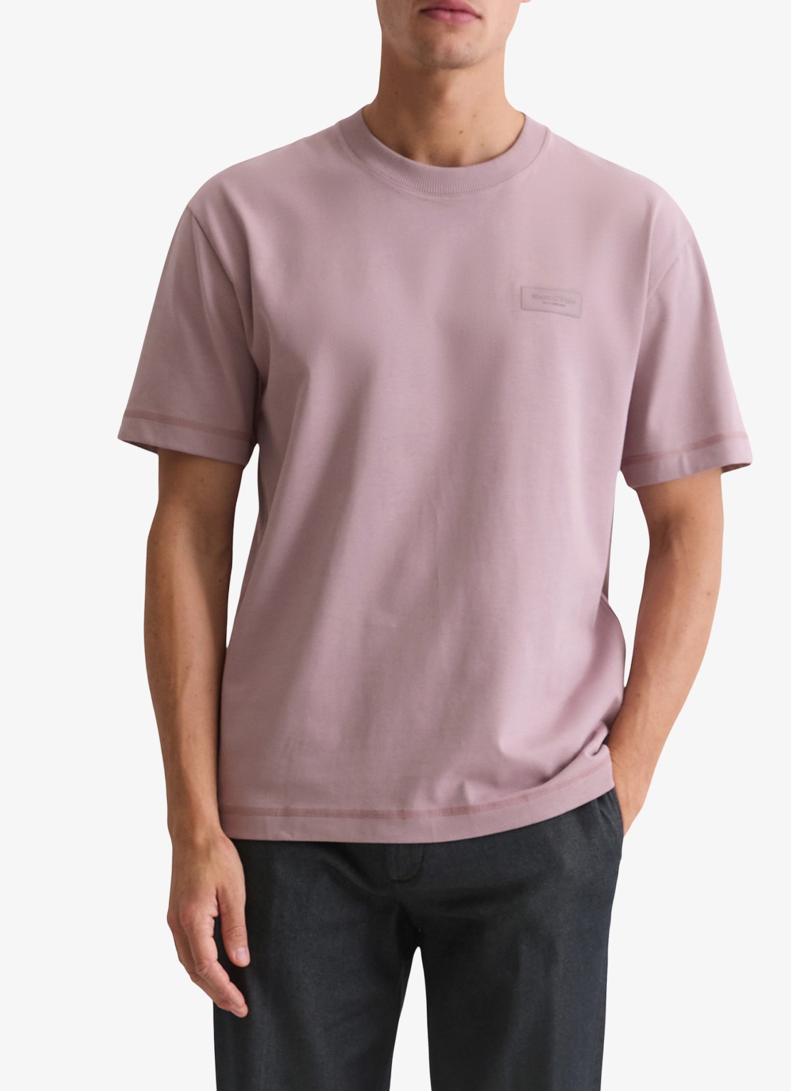 Marc O'Polo T-shirt met logo - detail 4 lichtroze