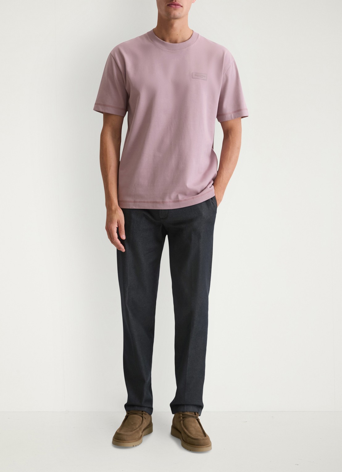 Marc O'Polo T-shirt met logo - voorkant 3 lichtroze