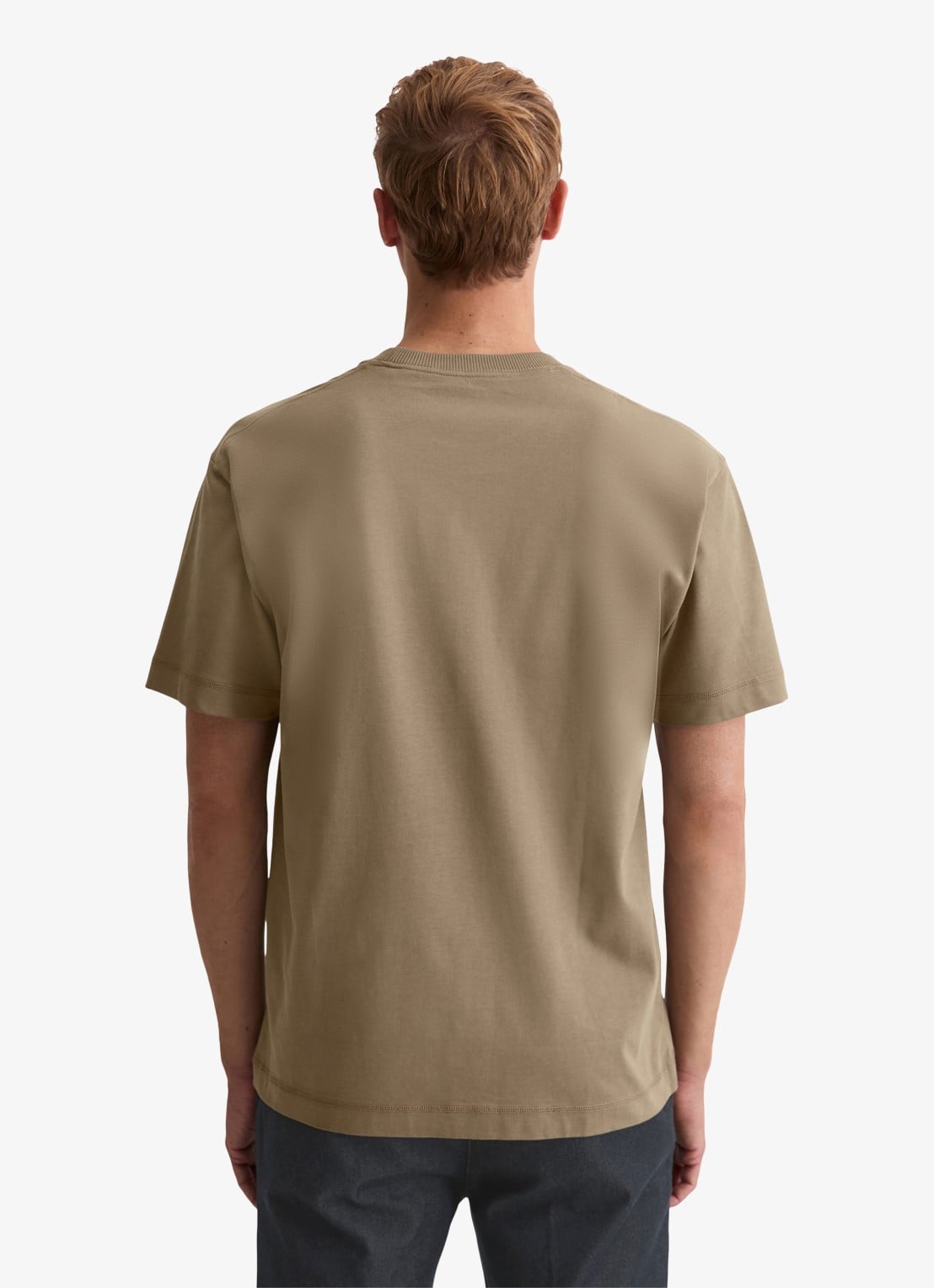 Marc O'Polo T-shirt met logo - achterkant khaki