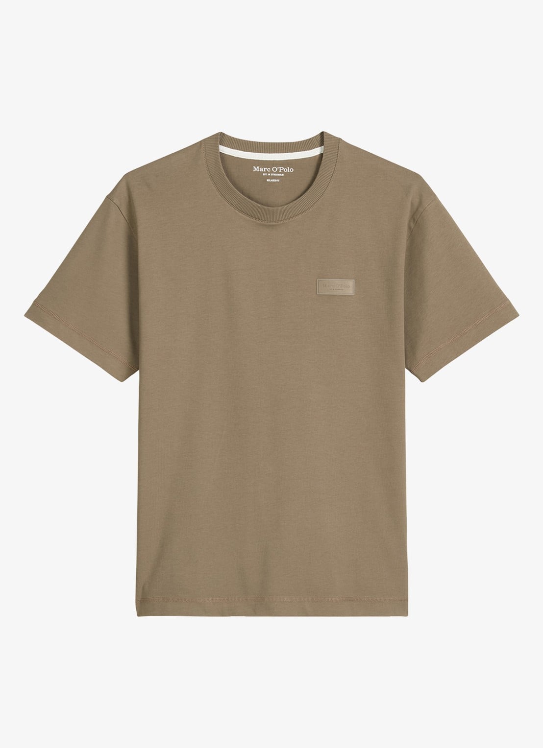 Marc O'Polo T-shirt met logo - voorkant 2 khaki