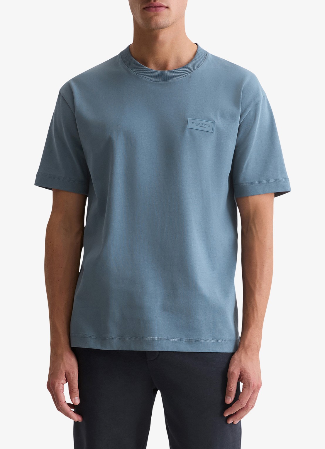 Marc O'Polo T-shirt met logo - detail 3 blauwgrijs