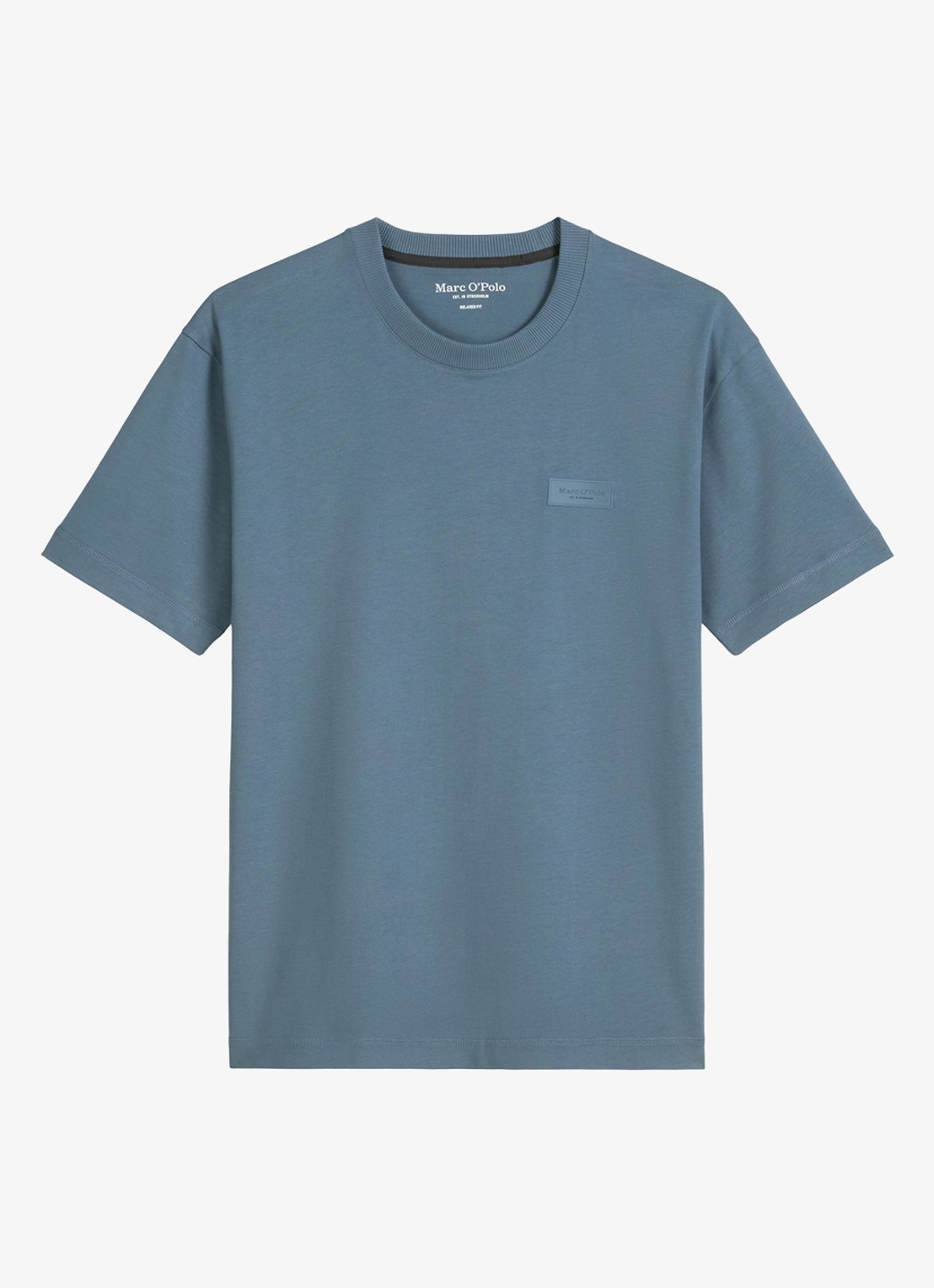 Marc O'Polo T-shirt met logo - voorkant blauwgrijs