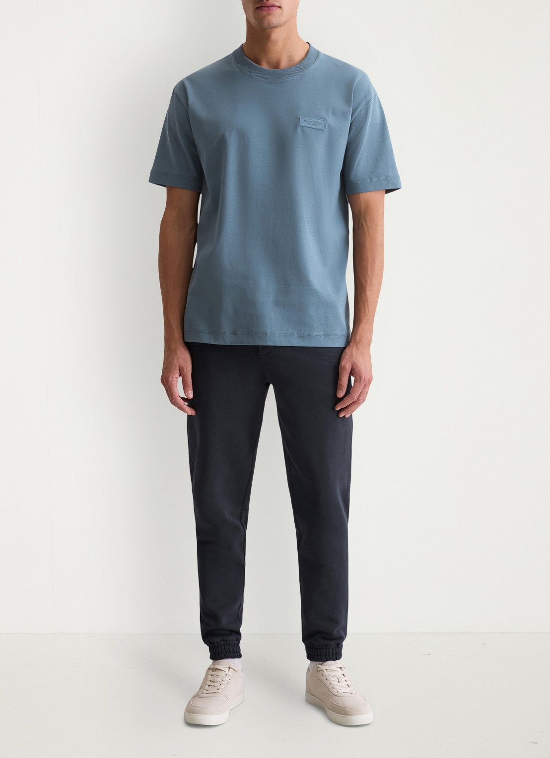 Marc O'Polo T-shirt met logo - voorkant 2 blauwgrijs