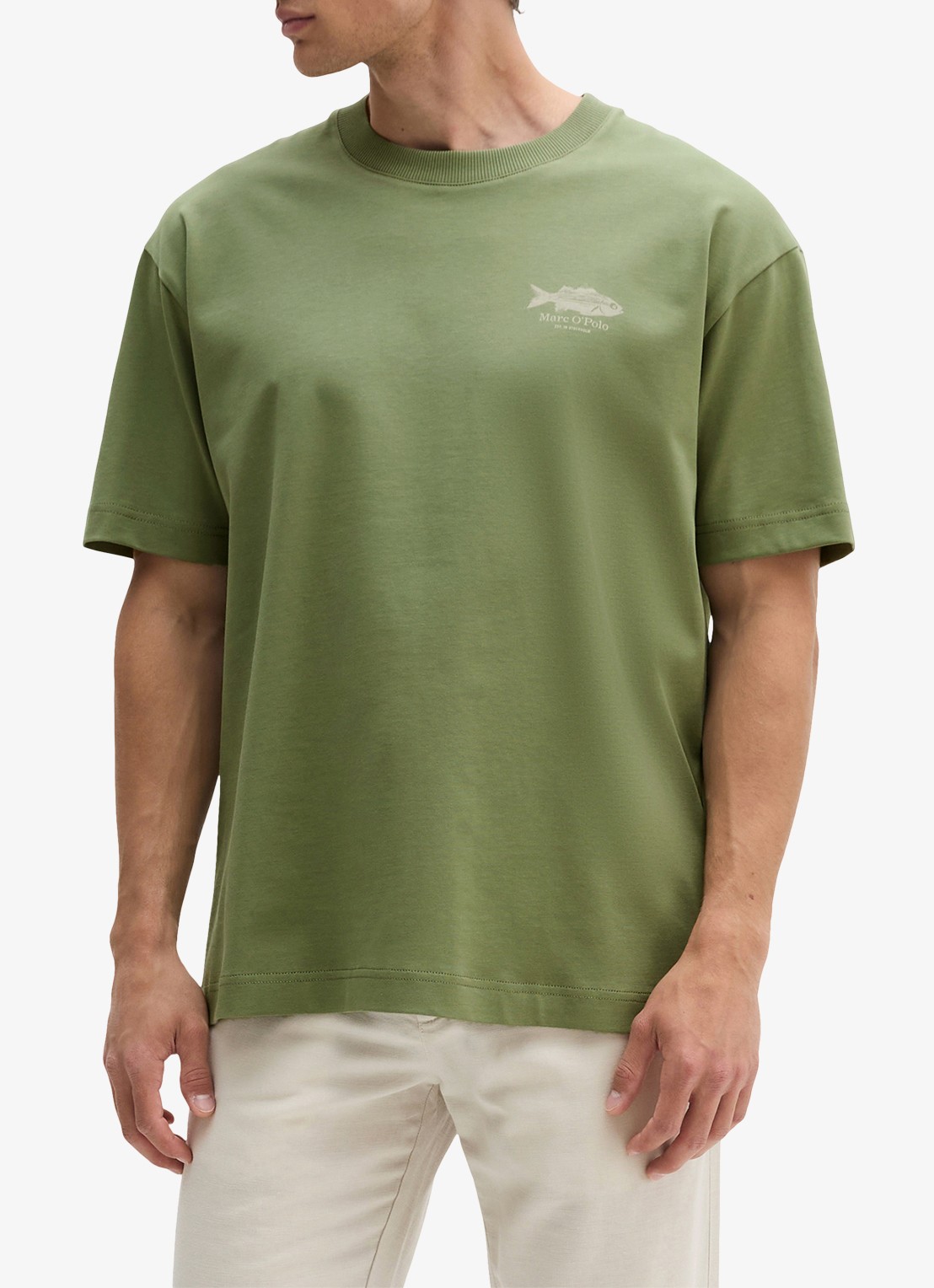Marc O'Polo T-shirt met logo - detail 4 sage green-3253 / groen