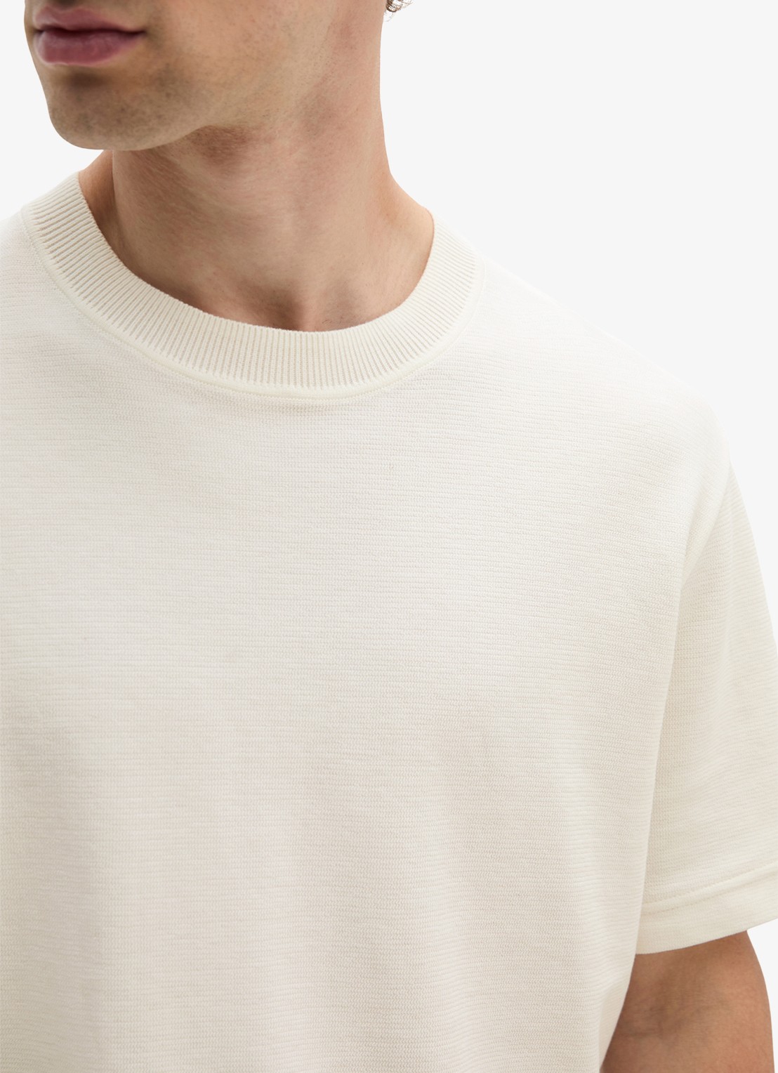 Marc O'Polo T-shirt met logo - detail 2 silky white-1183 / wit