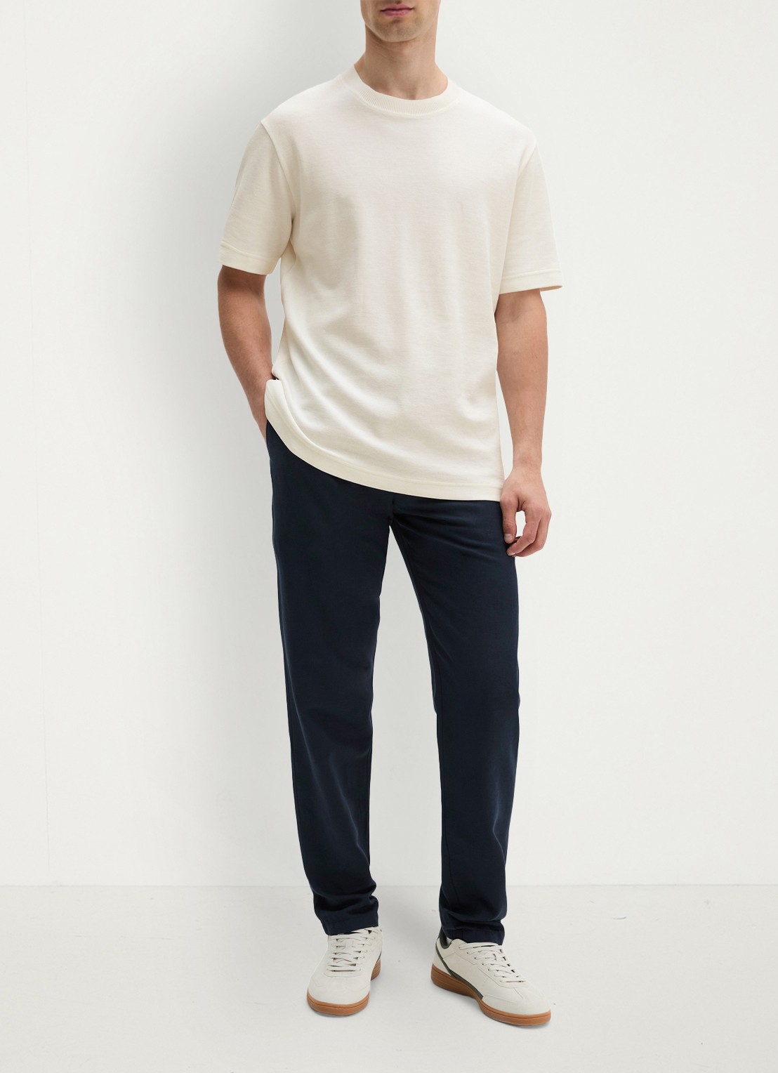Marc O'Polo T-shirt met logo - voorkant 4 silky white-1183 / wit