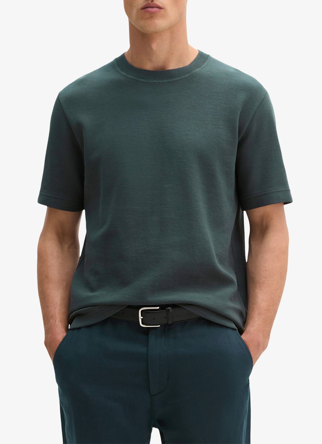 Marc O'Polo T-shirt met logo - detail 4 mangrove-0362 / groen