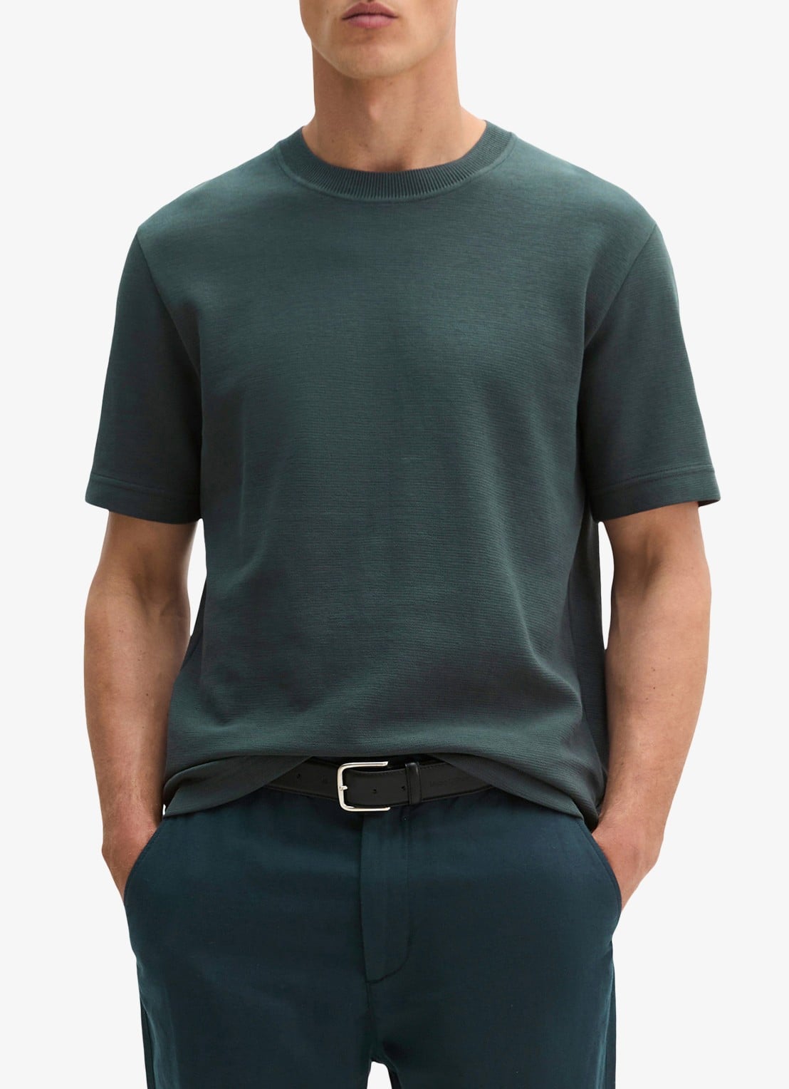 Marc O'Polo T-shirt met logo - detail 4 mangrove-0362 / groen