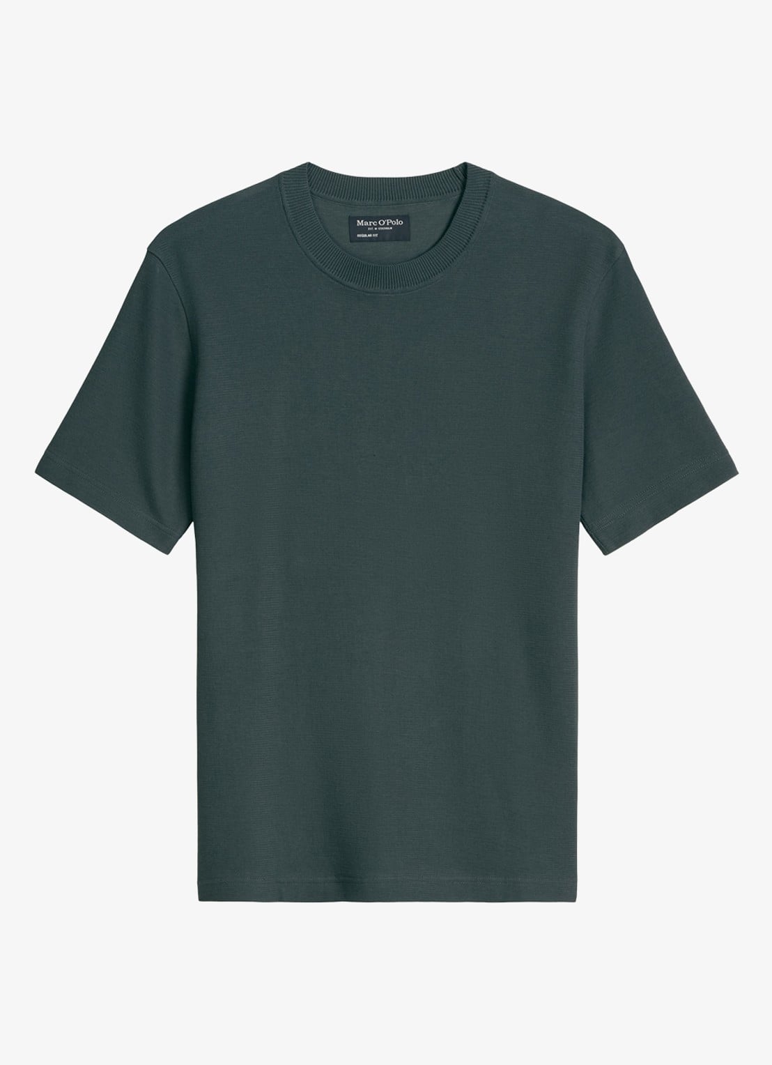 Marc O'Polo T-shirt met logo - voorkant 2 mangrove-0362 / groen