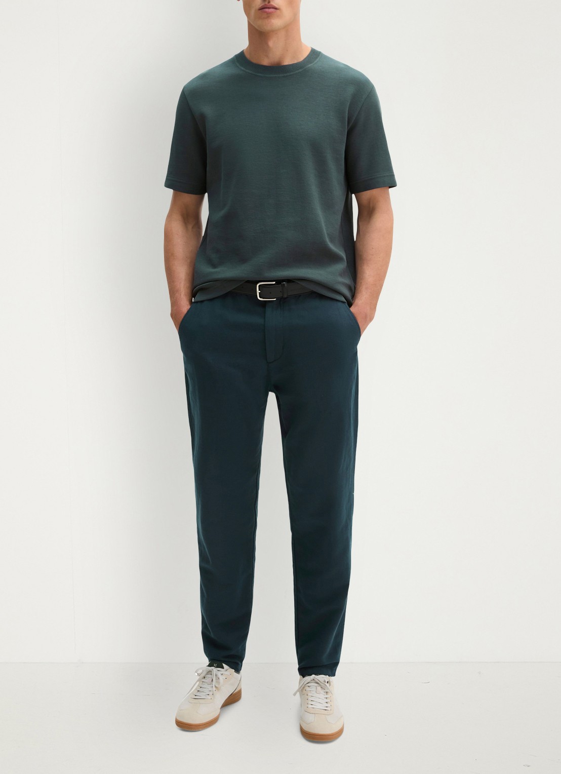 Marc O'Polo T-shirt met logo - voorkant 3 mangrove-0362 / groen