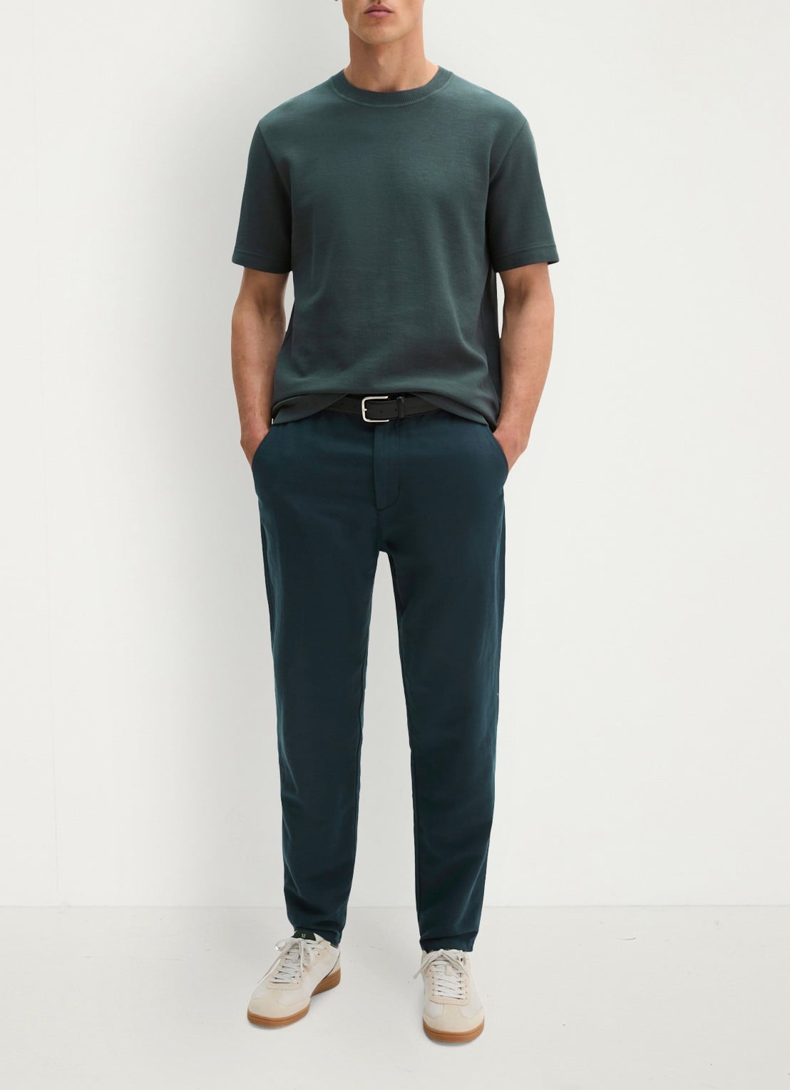 Marc O'Polo T-shirt met logo - voorkant 3 mangrove-0362 / groen