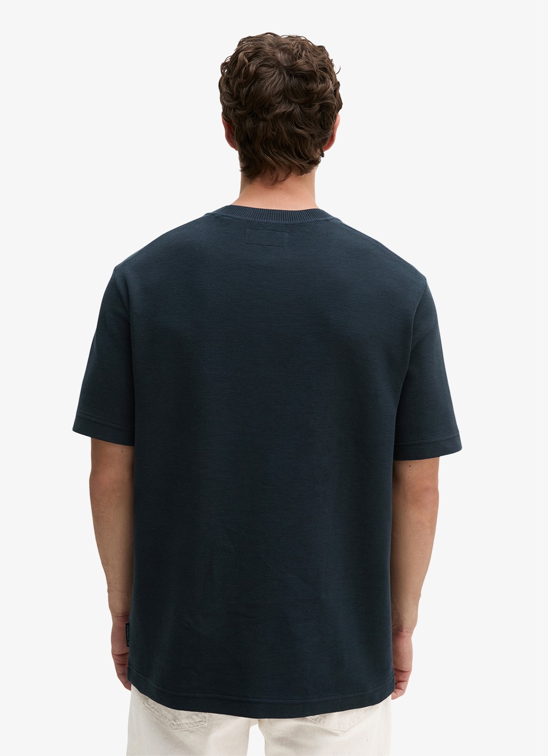 Marc O'Polo T-shirt met logo - achterkant 5 dark navy-4131 / blauw