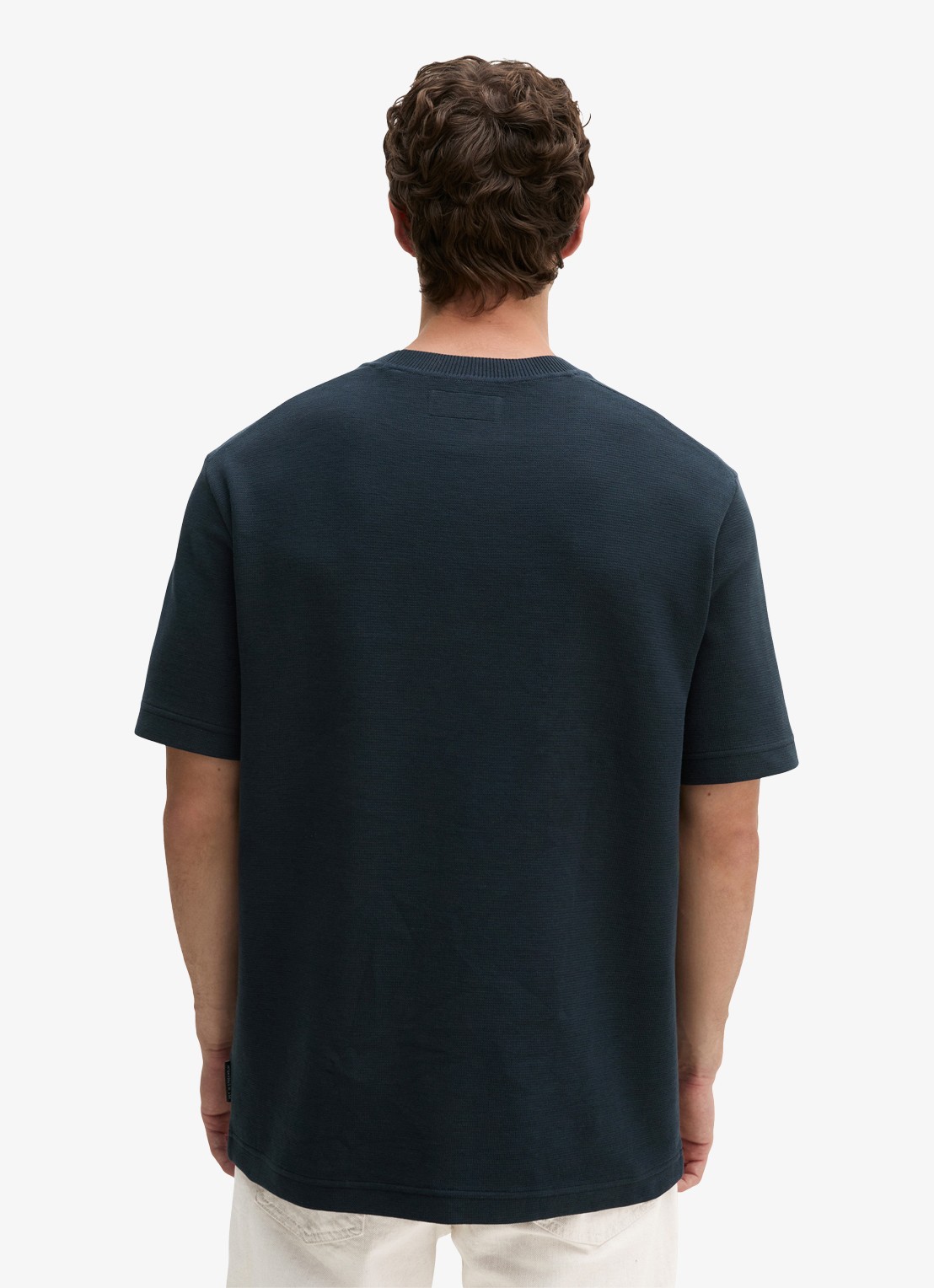 Marc O'Polo T-shirt met logo - achterkant 3 dark navy-4131 / blauw