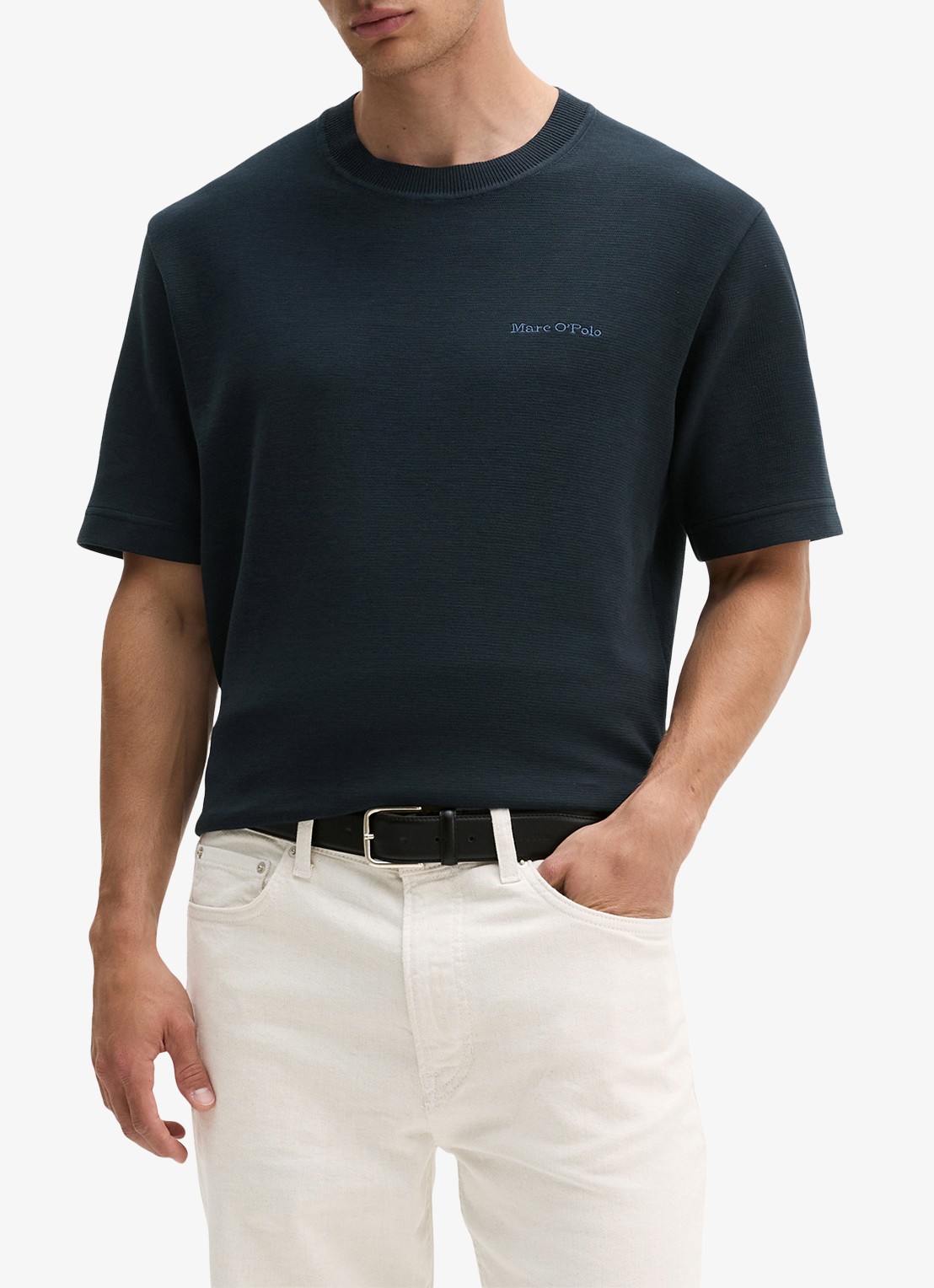 Marc O'Polo T-shirt met logo - detail 3 dark navy-4131 / blauw