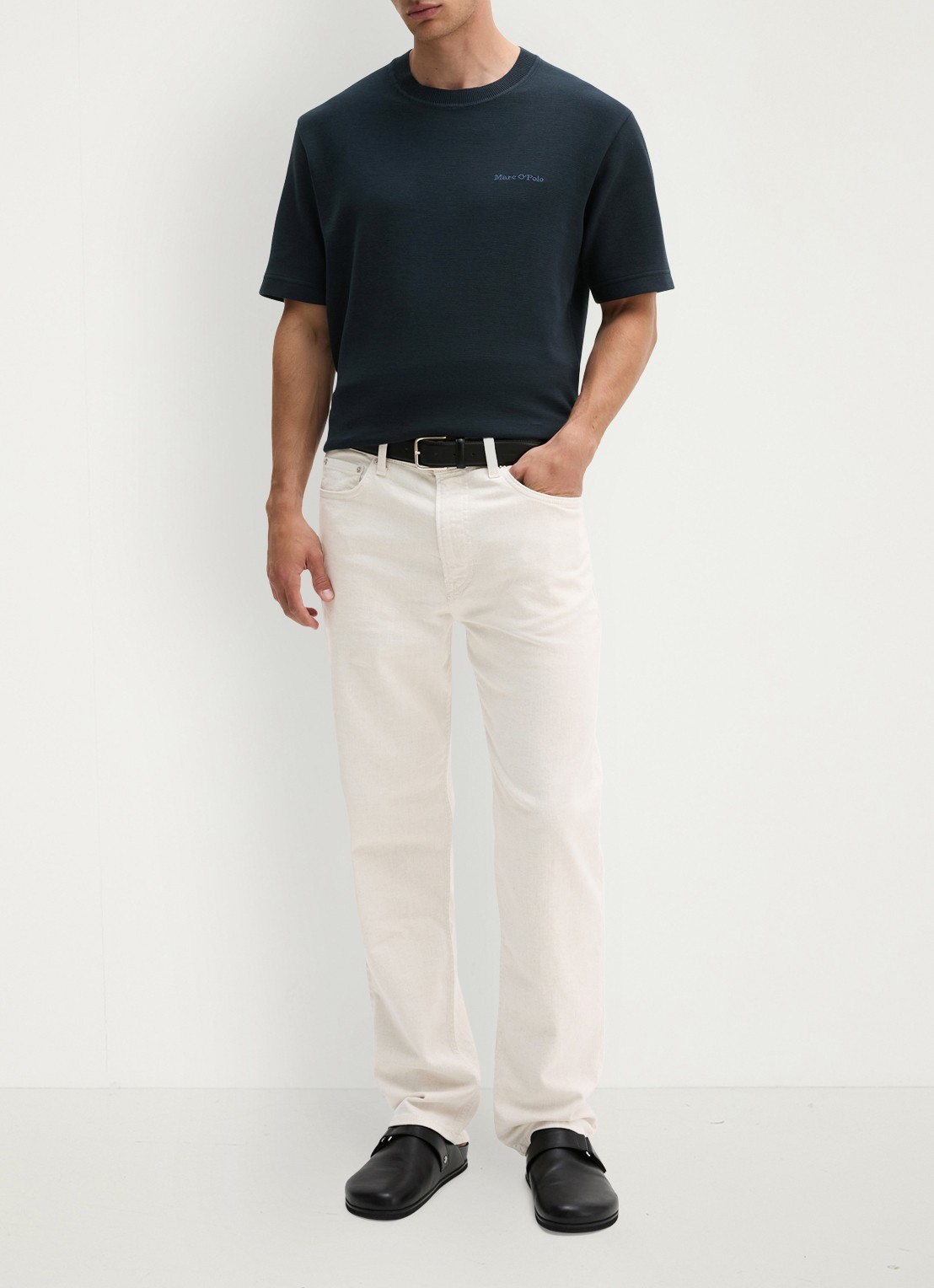 Marc O'Polo T-shirt met logo - voorkant 5 dark navy-4131 / blauw