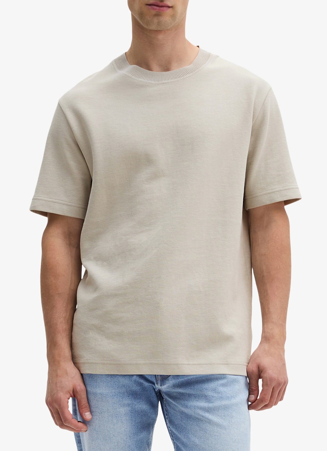 Marc O'Polo T-shirt met logo - detail grey kit-0922 / grijs