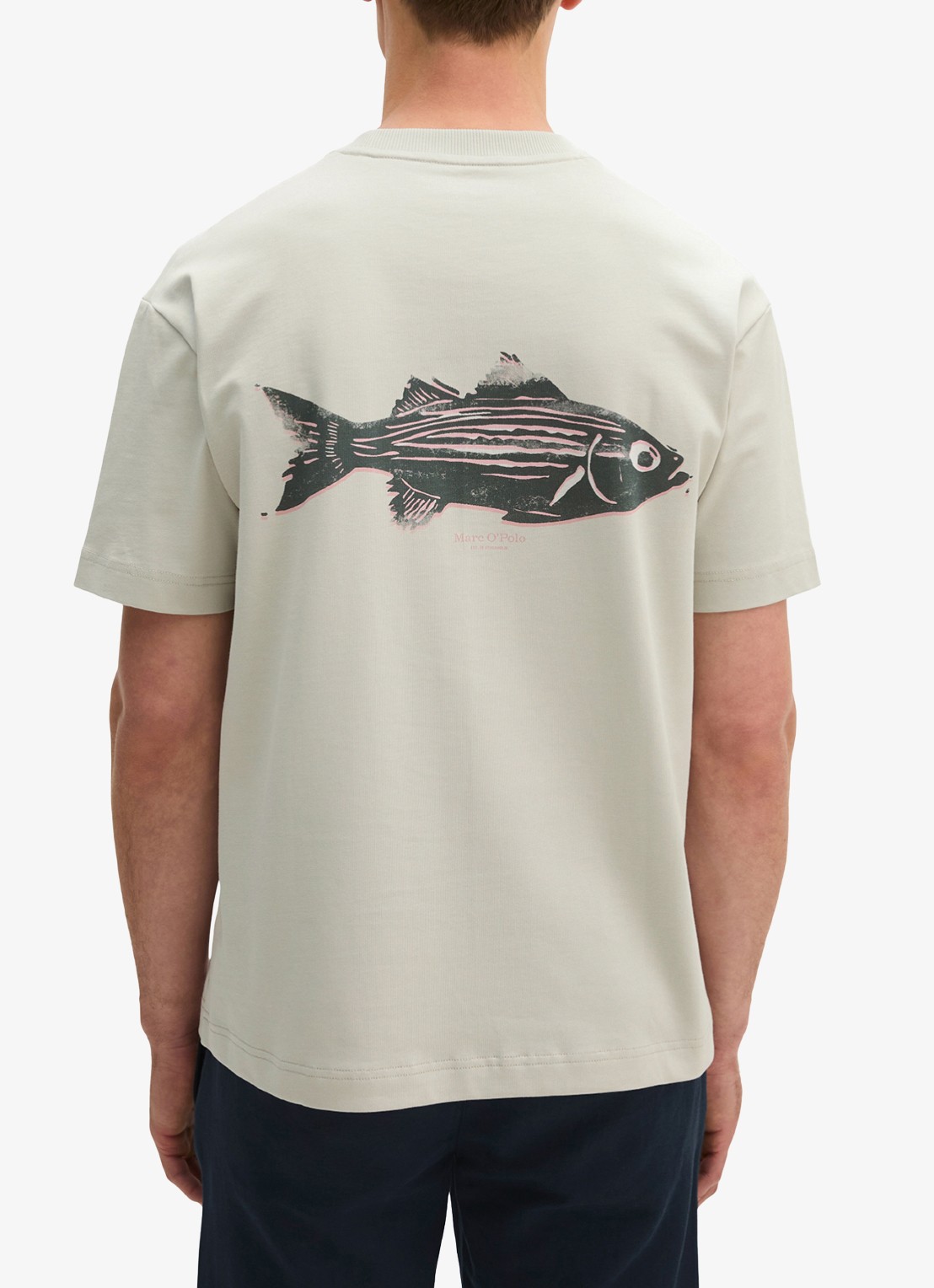 Marc O'Polo T-shirt met logo - achterkant grey kit-0922 / grijs
