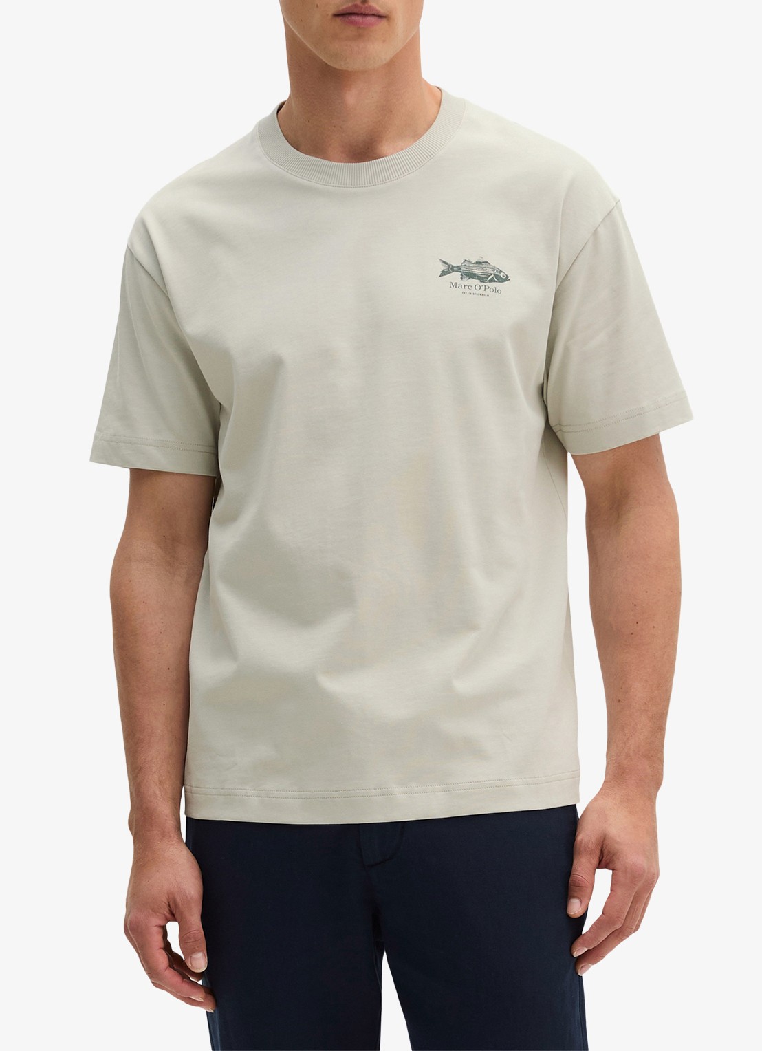 Marc O'Polo T-shirt met logo - detail 4 grey kit-0922 / grijs